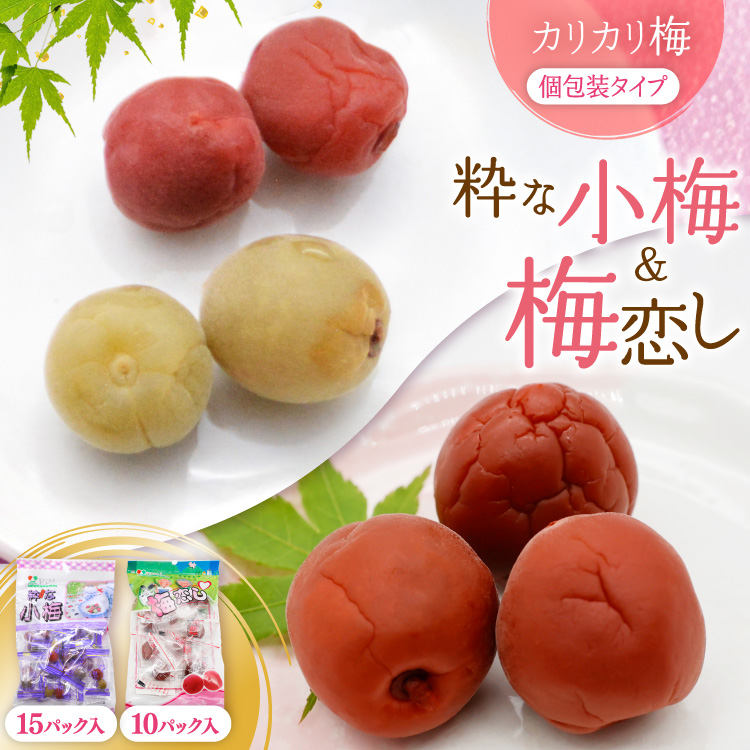 梅干し 粋な小梅 15個 & 梅恋し 10個 [山梨農産食品 山梨県 韮崎市 20743521] 梅干 うめぼし 個包装 食べ比べ 梅 漬物 つけもの おやつ  おつまみ 熱中症予防