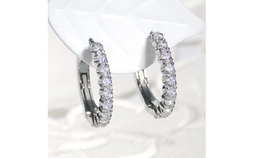 ピアス フープピアス プラチナ PT900 ダイヤモンド 0.35ct レディース 円 丸 輪っか バネ式 キャッチレス 中折れピアス【f215-pt】 [株式会社オーダーメイドジュエリーメイ 山梨県 韮崎市 20743779] ジュエリー アクセサリー