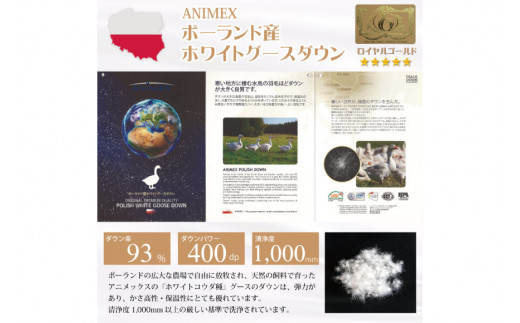 【春秋用】 羽毛布団 シングル 合掛け 中厚 軽い 羽毛  布団  ポーランド産 ホワイトグースダウン 93％ 0.8kg 400dp ( アリーチェ 青 柄 )  掛け布団 春用 秋用 ダウンケット 合掛け布団 ダウンかけ布団 ふとん 日本製 5つ星 ロイヤルゴールドラベル 抗菌防臭 [川村羽毛 山梨県 韮崎市 20743621]