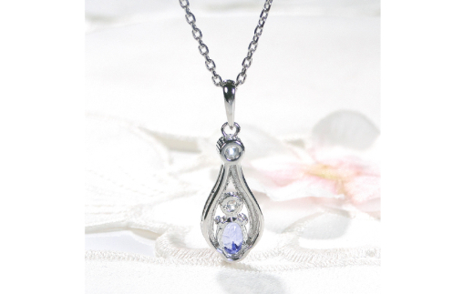 ペンダント ネックレス PT900 プラチナ 0.17ct ダイヤモンド タンザナイト しずく つゆ型 ミル アンティーク誕生石 大粒 ジュエリー 【f253-pt-ta】 [オーダーメイドジュエリーメイ 山梨県 韮崎市 20745065]
