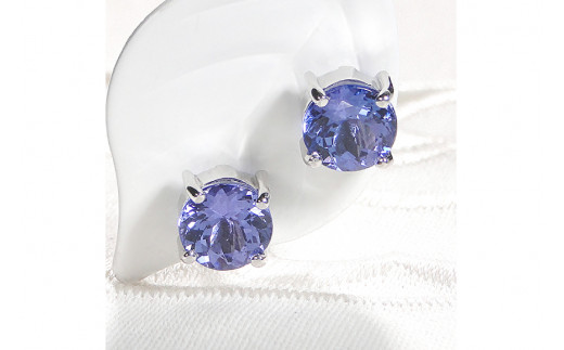 一粒ピアス プラチナ PT900 天然タンザナイト ラウンド 大粒 2.4ct スタッドピアス 【f221-pt】 [株式会社オーダーメイドジュエリーメイ 山梨県 韮崎市 20743765] ピアス アクセサリー アクセ  ジュエリー