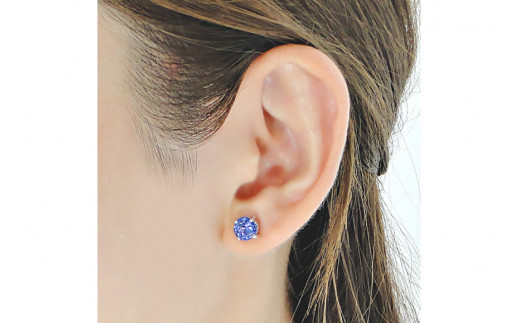一粒ピアス プラチナ PT900 天然タンザナイト ラウンド 大粒 2.4ct スタッドピアス 【f221-pt】 [株式会社オーダーメイドジュエリーメイ 山梨県 韮崎市 20743765] ピアス アクセサリー アクセ  ジュエリー