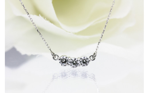 ネックレス PT900 プラチナ ダイヤモンド 計0.3ct  【f030-pt】[オーダーメイドジュエリーメイ 山梨県 韮崎市 20743758] 3連 横並び ライン スリーストーン 両吊り ペンダント アクセサリー アクセ ジュエリー