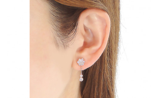 ピアス K18PG ピンクゴールド ダイヤモンド 【0.9ct】フラワー 花 揺れるピアス 振り子 スタッドピアス【f232-k18pg】 [株式会社オーダーメイドジュエリーメイ 山梨県 韮崎市 20742677] ピアス アクセサリー アクセ  ジュエリー