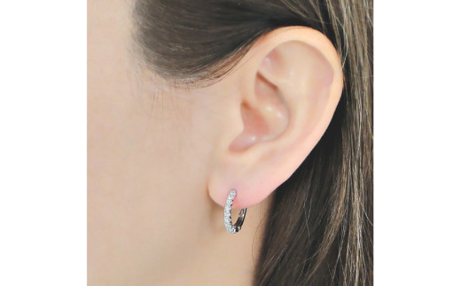ピアス フープピアス プラチナ PT900 ダイヤモンド 0.35ct レディース 円 丸 輪っか バネ式 キャッチレス 中折れピアス【f215-pt】 [株式会社オーダーメイドジュエリーメイ 山梨県 韮崎市 20743779] ジュエリー アクセサリー