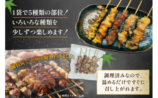 ★国産焼鳥★備長炭調理済★酒肴におすすめ串5種×5袋セット 計25本 (しお) [山本食肉 山梨県 韮崎市 20742985] やきとり 焼鳥 セット 鶏肉 冷凍 小分け 食べ比べ バーベキュー BBQ 惣菜 串