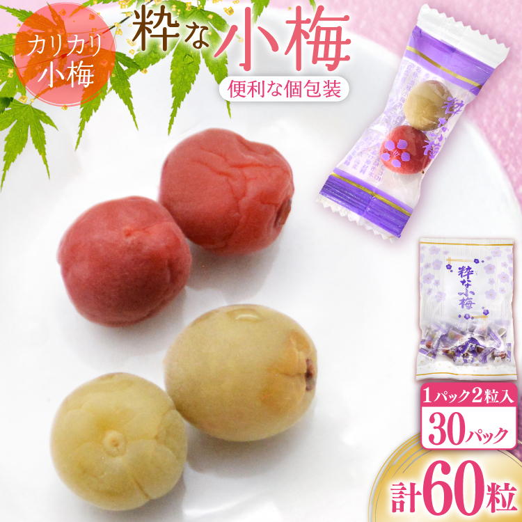 【やばいだろ】粋な小梅 2粒×30 計60粒 [山梨農産食品 山梨県 韮崎市 20743176] 梅干し 梅干 うめぼし 梅 小粒 小梅 カリカリ梅 国産 個包装