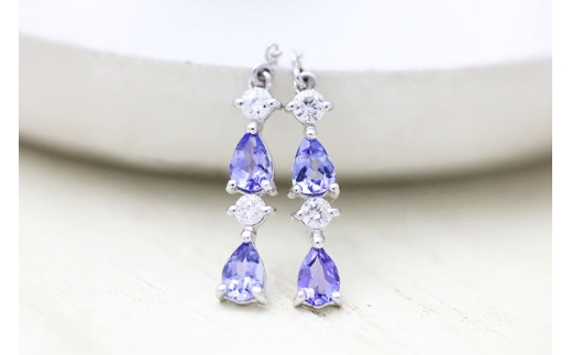 ピアス タンザナイト ペアシェイプ プラチナ PT900 ダイヤモンド 0.16ct レディース ドロップ 滴 雫 チェーンピアス 揺れるピアス 誕生石 アクセサリー ジュエリー アクセ 【f090-pt】 [オーダーメイドジュエリーメイ 山梨県 韮崎市 20745204]
