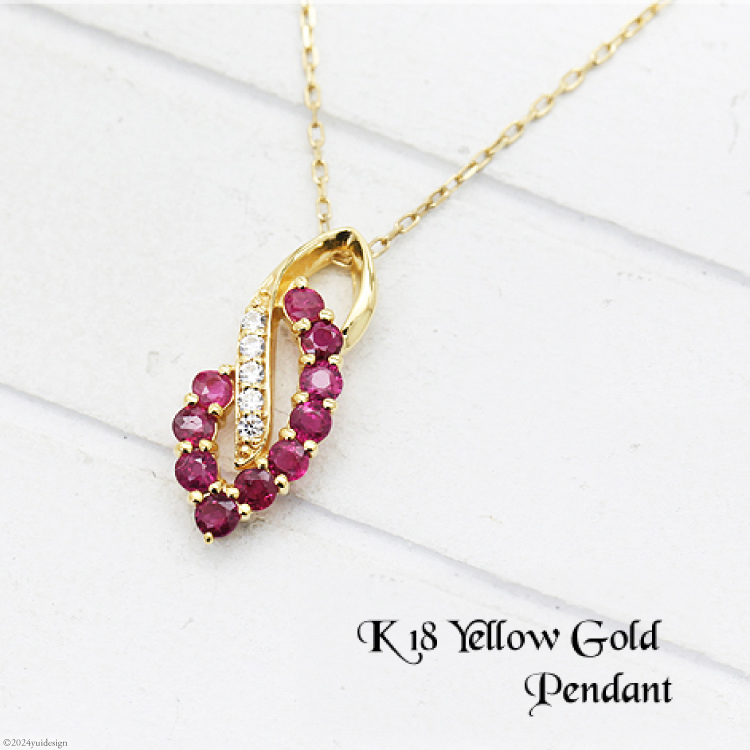 ネックレス K18YG イエローゴールド ルビー ダイヤモンド 0.05ct レディース ペンダント【f134-rd-k18yg】 [株式会社オーダーメイドジュエリーメイ 山梨県 韮崎市 20743780] ジュエリー アクセサリー アクセ ダイヤ 