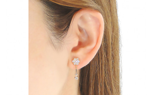 ピアス K18YG イエローゴールド ダイヤモンド 【0.9ct】フラワー 花 揺れるピアス 振り子 スタッドピアス【f232-k18yg】 [株式会社オーダーメイドジュエリーメイ 山梨県 韮崎市 20743766] ピアス アクセサリー アクセ  ジュエリー