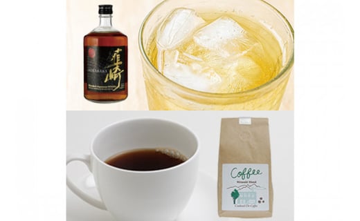 韮崎ウイスキー 700ml×1本 ＆ コーヒー 韮崎ブレンド 粉 200g×1袋 [まあめいく 山梨県 韮崎市 20742044] 酒 ウィスキー 晩酌 珈琲 焙煎 ブレンド モカ
