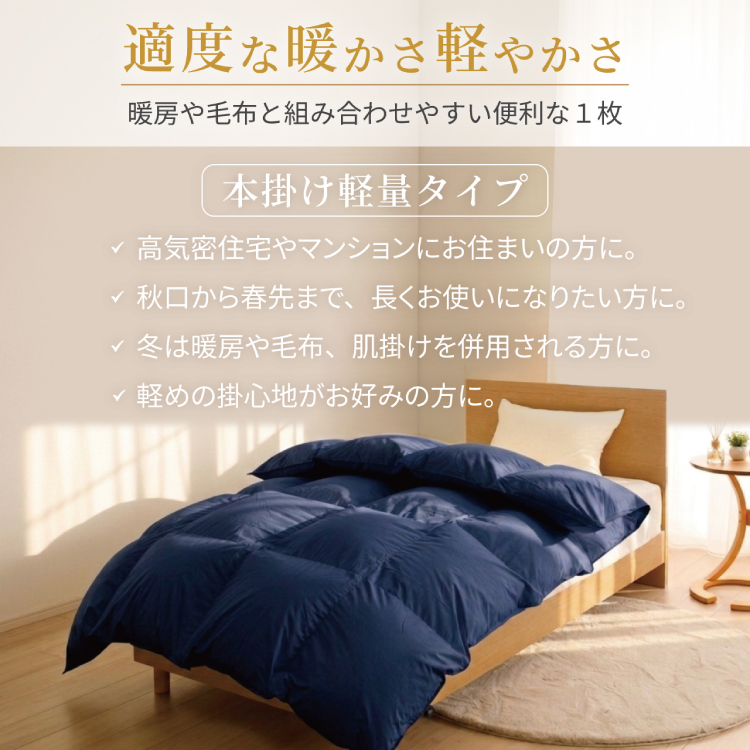 【冬用】洗える 羽毛布団 本掛け 軽量 ダブル ホワイトダックダウン93% 1.4kg 無地 ネイビー 冬用 [川村羽毛 山梨県 韮崎市 20745448] 軽い コインランドリー ブルガリア産 掛け布団 ダウンかけ布団 ふとん 羽毛ふとん 本掛け布団 5つ星 ロイヤルゴールドラベル