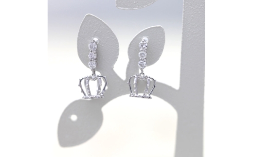 ピアス スタッドピアス プラチナ PT900 ダイヤモンド 0.24ct 王冠 クラウン モチーフ 揺れるピアス レディース アクセサリー アクセ ジュエリー 【f092-pt】 [オーダーメイドジュエリーメイ 山梨県 韮崎市 20745205]
