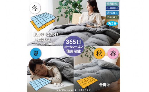 【オールシーズン】 洗える羽毛布団 羽毛布団 セミダブル 肌掛け 合掛け 掛け布団 2枚組 セット ポーランド産 ホワイトグース 93％ 400dp グレー 無地 2枚合わせ 春用 夏用 秋用 冬用 本掛け ダウンケット 羽毛 布団  寝具 5つ星 ロイヤルゴールドラベル 抗菌防臭 ダニプルーフ 花粉フリー 柔軟加工 コインランドリー [川村羽毛 山梨県 韮崎市 20743595]