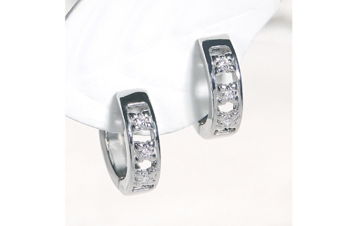 ピアス プラチナ PT900 ダイヤモンド 0.03ct フープピアス 【f220-pt】 [オーダーメイドジュエリーメイ 山梨県 韮崎市 20745078] ジュエリー アクセサリー 両耳 抜け感 太め ダイヤピアス