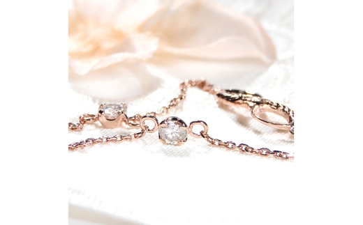 ハワイアンジュエリー ブレスレット K18PG ピンクゴールド ダイヤモンド 0.2ct 無限大 ∞ インフィニティ 18金 手彫り彫刻 チェーンブレスレット アクセサリー アクセ ジュエリー 【f184-k18pg】 [オーダーメイドジュエリーメイ 山梨県 韮崎市 20745206]