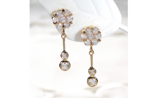 ピアス K18YG イエローゴールド ダイヤモンド 【0.9ct】フラワー 花 揺れるピアス 振り子 スタッドピアス【f232-k18yg】 [株式会社オーダーメイドジュエリーメイ 山梨県 韮崎市 20743766] ピアス アクセサリー アクセ  ジュエリー