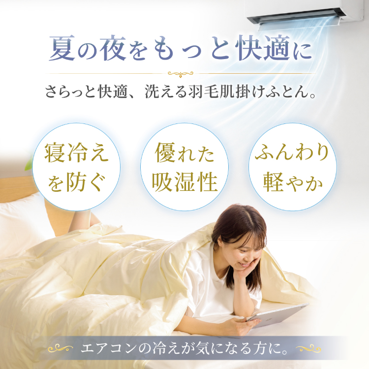 【春夏用】洗える羽毛布団 羽毛布団 キング 肌掛け 肌掛け布団 グース ダウン 夏 春 ホワイトグースダウン93% 0.7kg 無地 アイボリー [川村羽毛 山梨県 韮崎市 20745572] 羽毛 布団 ふとん 羽毛ふとん 肌掛布団 寝具 夏用 春用 日本製 国産 柔軟加工 コインランドリー