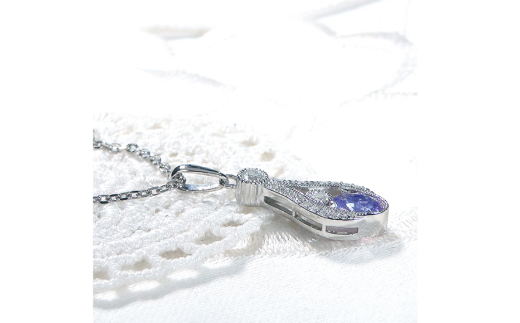 ペンダント ネックレス PT900 プラチナ 0.17ct ダイヤモンド タンザナイト しずく つゆ型 ミル アンティーク誕生石 大粒 ジュエリー 【f253-pt-ta】 [オーダーメイドジュエリーメイ 山梨県 韮崎市 20745065]
