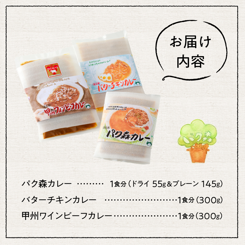 パク森トリプルカレーセット（パク森・バターチキン・甲州ワインビーフ）　カレー セット パク森 バターチキン 甲州ワインビーフ ビーフカレー