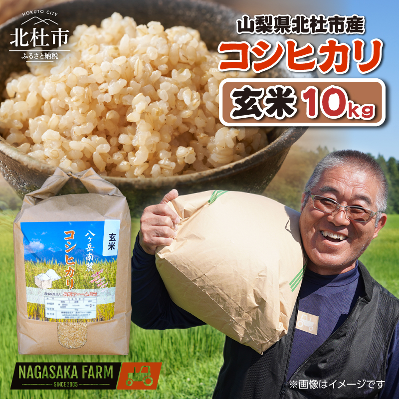 【先行予約】【令和8年度新米】山梨県北杜市産 コシヒカリ 玄米10kg　 お米 米 おいしい 粘り 上品な甘さ つや お弁当 おにぎり 山梨県 北杜市