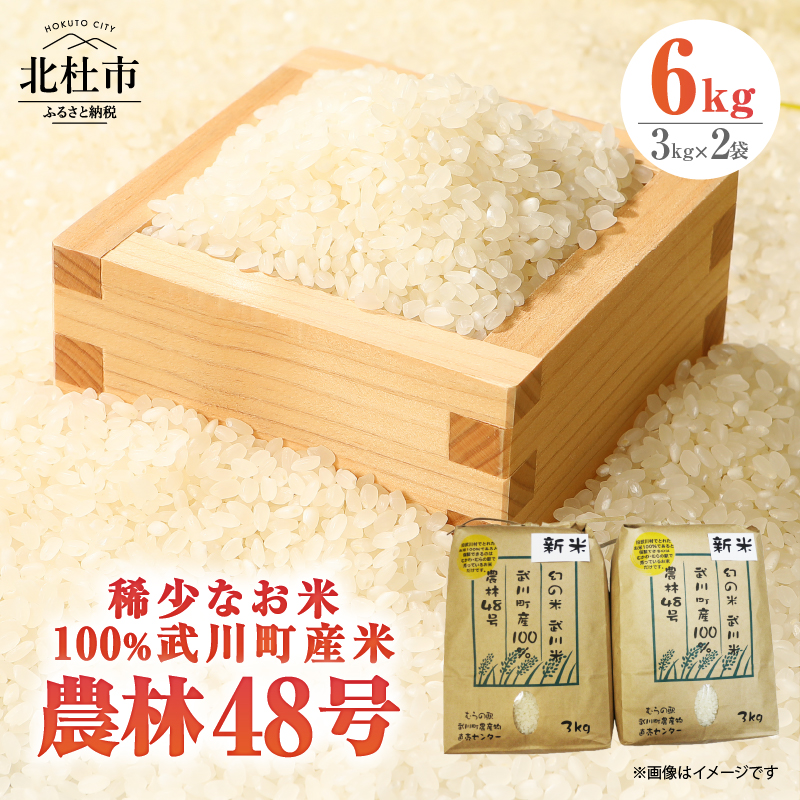 【令和8年度新米】山梨最大の米処 北杜市武川町産 幻の米 農林48号3kg×2袋　 計6kg  粘り 甘味 冷めても美味しい