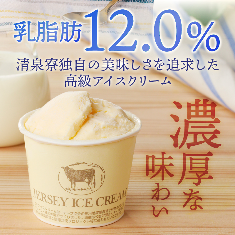 清泉寮ジャージーアイスクリーム 120ml×12個　アイスクリーム アイス ジャージーアイス 120ml 12個 プレミアム 有機ジャージー牛乳 安定剤不使用 乳化剤不使用「やまなしアニマルウェルフェア」 三ツ星認証 北杜市 清里 清泉寮 ジャージー牧場 人気 バレンタインデー チョコ以外 ホワイトデー お返し