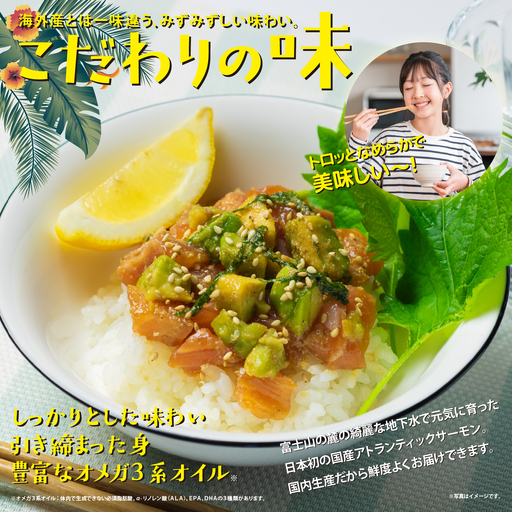 日本初 完全陸上養殖 静岡県小山町産 アトランティックサーモン 冷凍 ポキ丼（ 食べ比べ セット 約160g / 約130g × 1パック × 4つの味 ） | サーモン 小分け 真空パック 刺身 海鮮丼 海鮮 魚介 アボカド サーモン丼 国産 鮭 養殖 静岡県 小山町