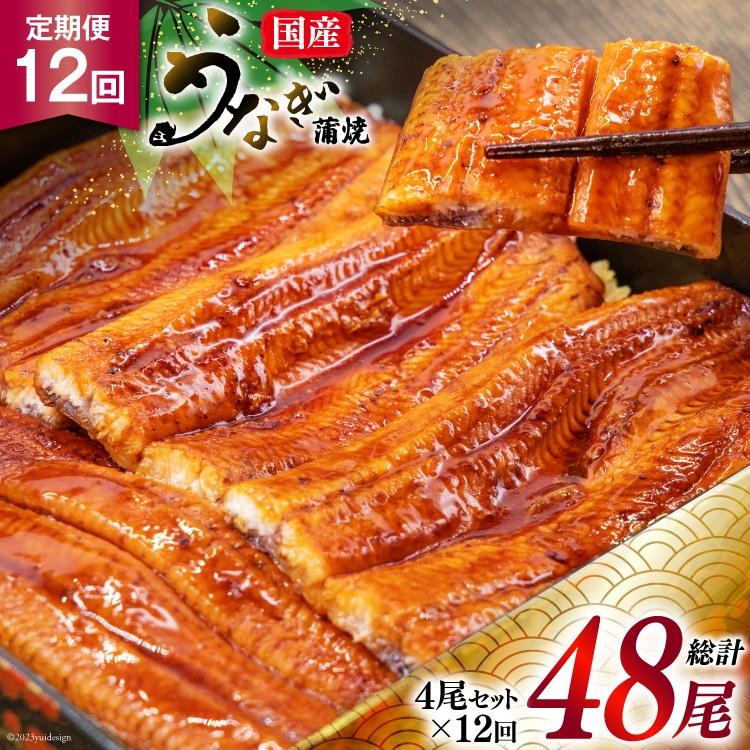 『定期便』国産うなぎ蒲焼・4尾セット 全12回 [マルニうなぎ加工 静岡県 吉田町 5024122] ◎