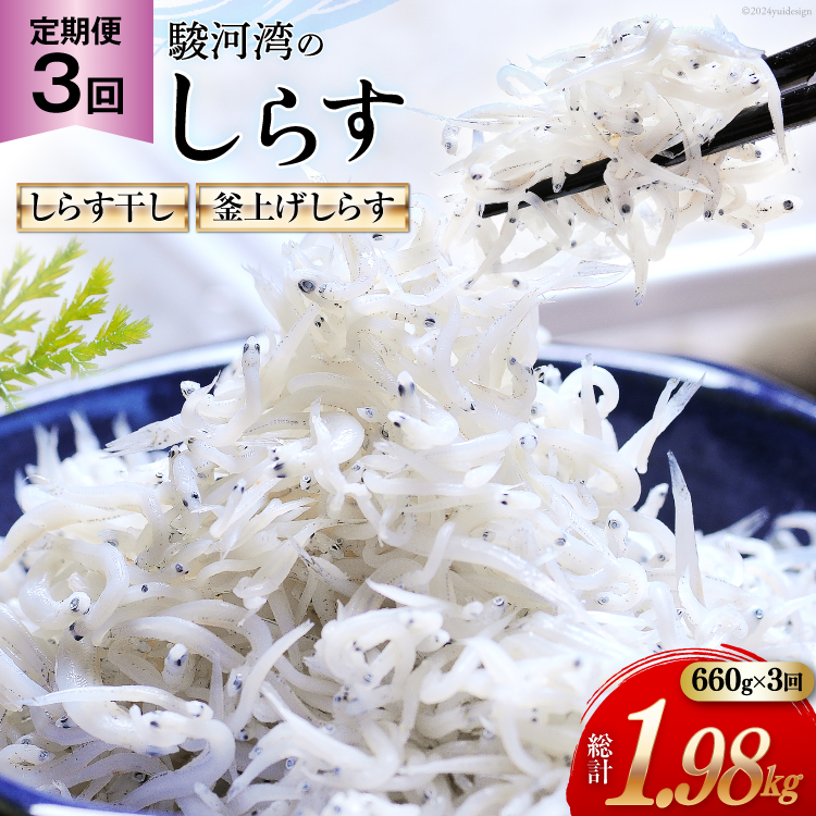 3回 定期便 駿河湾産 しらす干し 100g×3 釜上げしらす 120g×3 計6パック [マルあ水産 静岡県 吉田町 22424642] 魚 海鮮 しらす 白子 シラス 天日 じゃこ 小分け おじゃこ しらす干し
