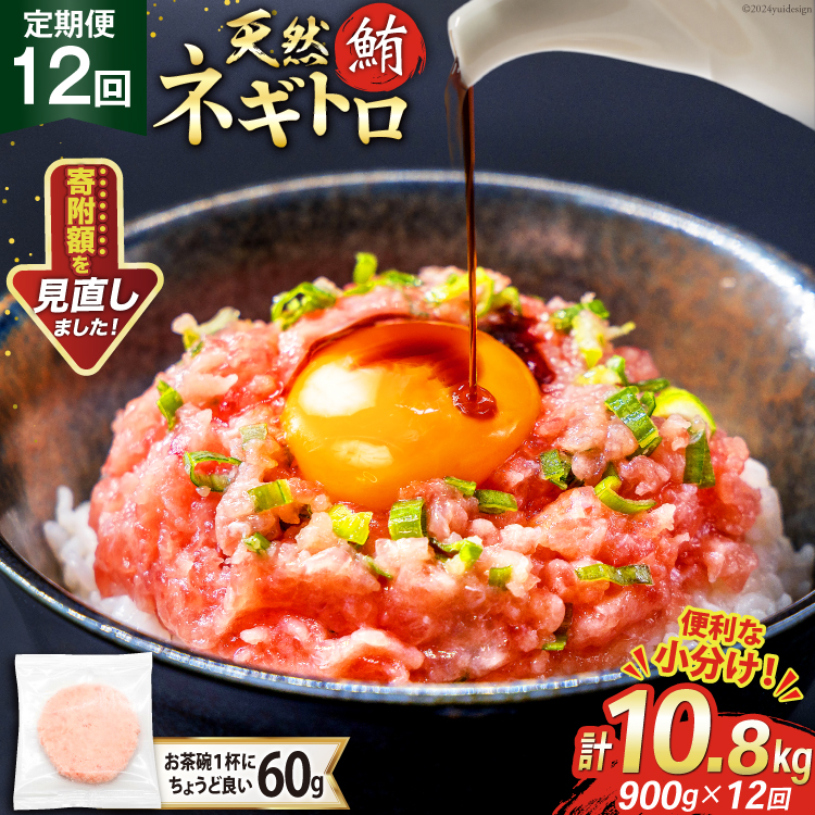 12回 定期便 天然 マグロ ネギトロ まぐろたたき 冷凍 60g 15個 計900g [トライ産業 静岡県 吉田町 22424394] 小分け 個包装 まぐろのたたき 鮪 まぐろ ネギトロ丼 ねぎとろ マグロたたき