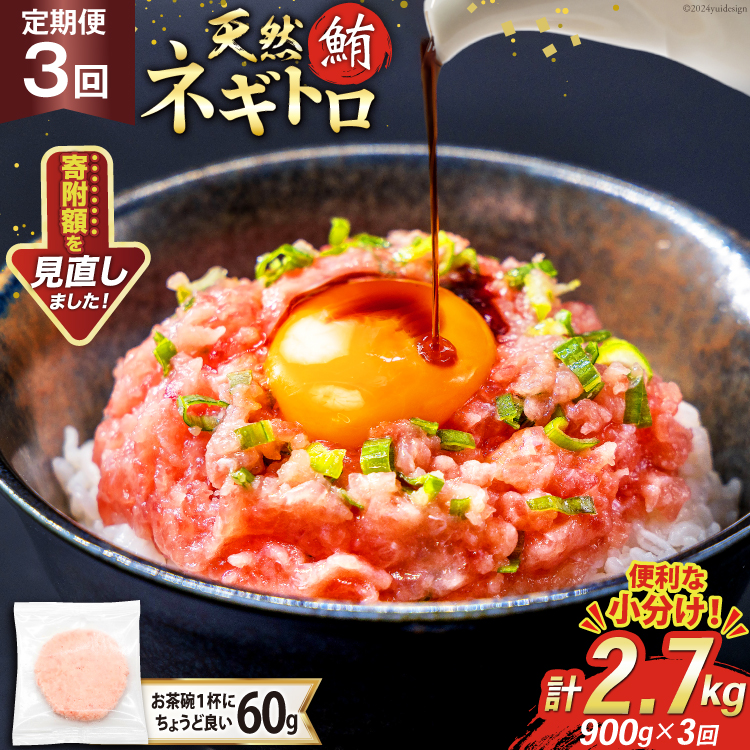 3回 定期便 天然 マグロ ネギトロ まぐろたたき 冷凍 60g 15個 計900g [トライ産業 静岡県 吉田町 22424392] 小分け 個包装 まぐろのたたき 鮪 まぐろ ネギトロ丼 ねぎとろ マグロたたき