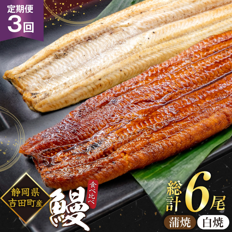 うなぎ 国産 静岡 うなぎ蒲焼 白焼 各130g 以上 各 1尾 計 2尾 3回 計6尾 タレ 山椒 付き [大井川うなぎ 静岡県 吉田町 22424763] 静岡県産 鰻 ウナギ ungai 蒲焼き うなぎ蒲焼き 鰻蒲焼 真空パック 冷凍 ◎