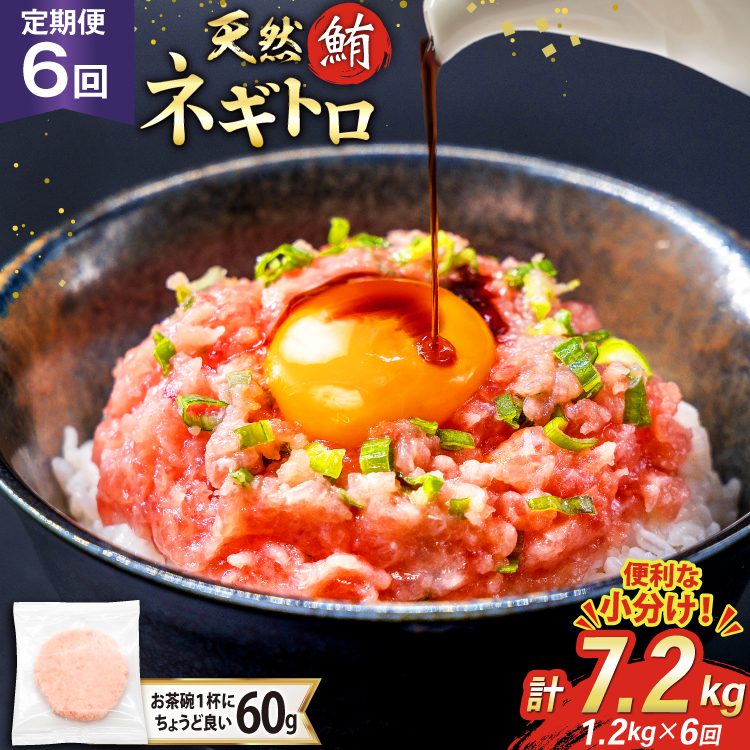 6回 定期便 天然 マグロ ネギトロ まぐろたたき 冷凍 60g 20個 計1.2kg [トライ産業 静岡県 吉田町 22424396] 小分け 個包装 まぐろのたたき 鮪 まぐろ ネギトロ丼 ねぎとろ マグロたたき