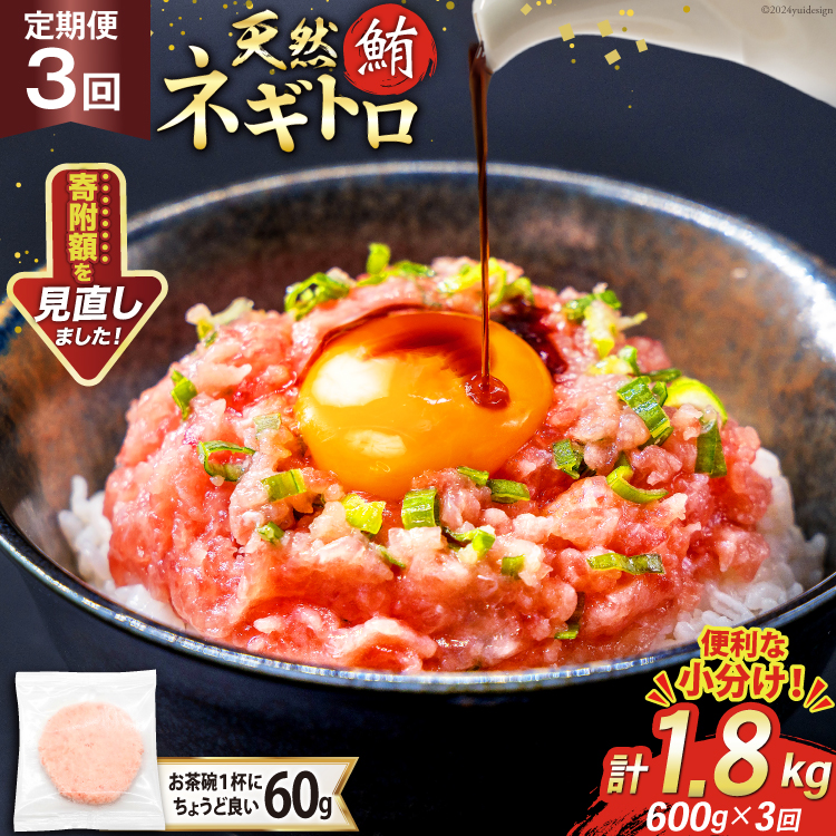 3回 定期便 天然 マグロ ネギトロ まぐろたたき 冷凍 60g 10個 計600g [トライ産業 静岡県 吉田町 22424389] 小分け 個包装 まぐろのたたき 鮪 まぐろ ネギトロ丼 ねぎとろ マグロたたき