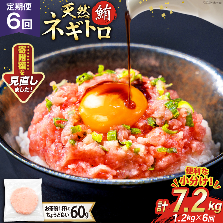 6回 定期便 天然 マグロ ネギトロ まぐろたたき 冷凍 60g 20個 計1.2kg [トライ産業 静岡県 吉田町 22424396] 小分け 個包装 まぐろのたたき 鮪 まぐろ ネギトロ丼 ねぎとろ マグロたたき
