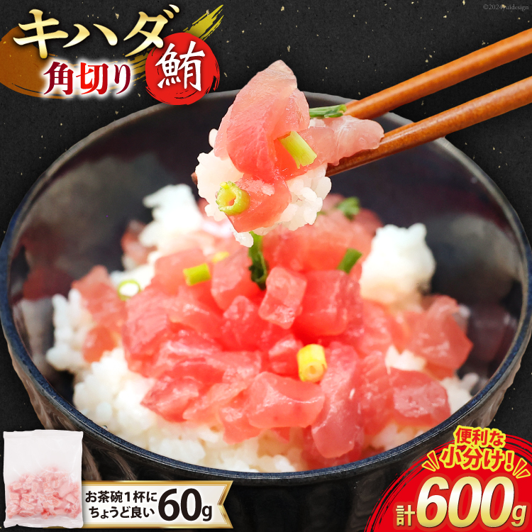 マグロ 天然 キハダマグロ 角切り 60g 10パック 計600g 冷凍 小分け [トライ産業 静岡県 吉田町 22424416-c] まぐろ 鮪 maguro 海鮮 海鮮丼