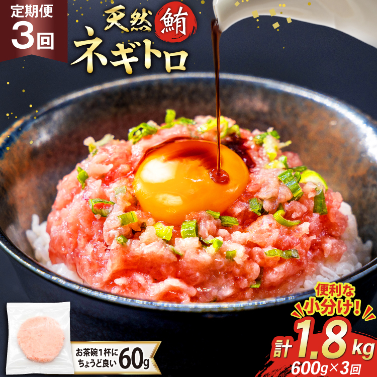 3回 定期便 天然 マグロ ネギトロ まぐろたたき 冷凍 60g 10個 計600g [トライ産業 静岡県 吉田町 22424389] 小分け 個包装 まぐろのたたき 鮪 まぐろ ネギトロ丼 ねぎとろ マグロたたき