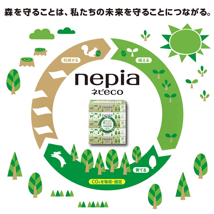 ネピア ネピecoティシュ200組　5箱×12パック | 日用品 消耗品 必需品 大容量 ティッシュ ボックスティッシュ 箱ティッシュ ストック 花粉症 花粉 防災 備蓄 まとめ買い 全国 発送 eco サステナブル 一人暮らし nepia ネピア