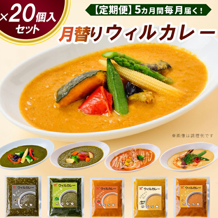 【定期便】5カ月間毎月届く！月替りウィルカレー20個入セット ※沖縄・離島への配送不可
