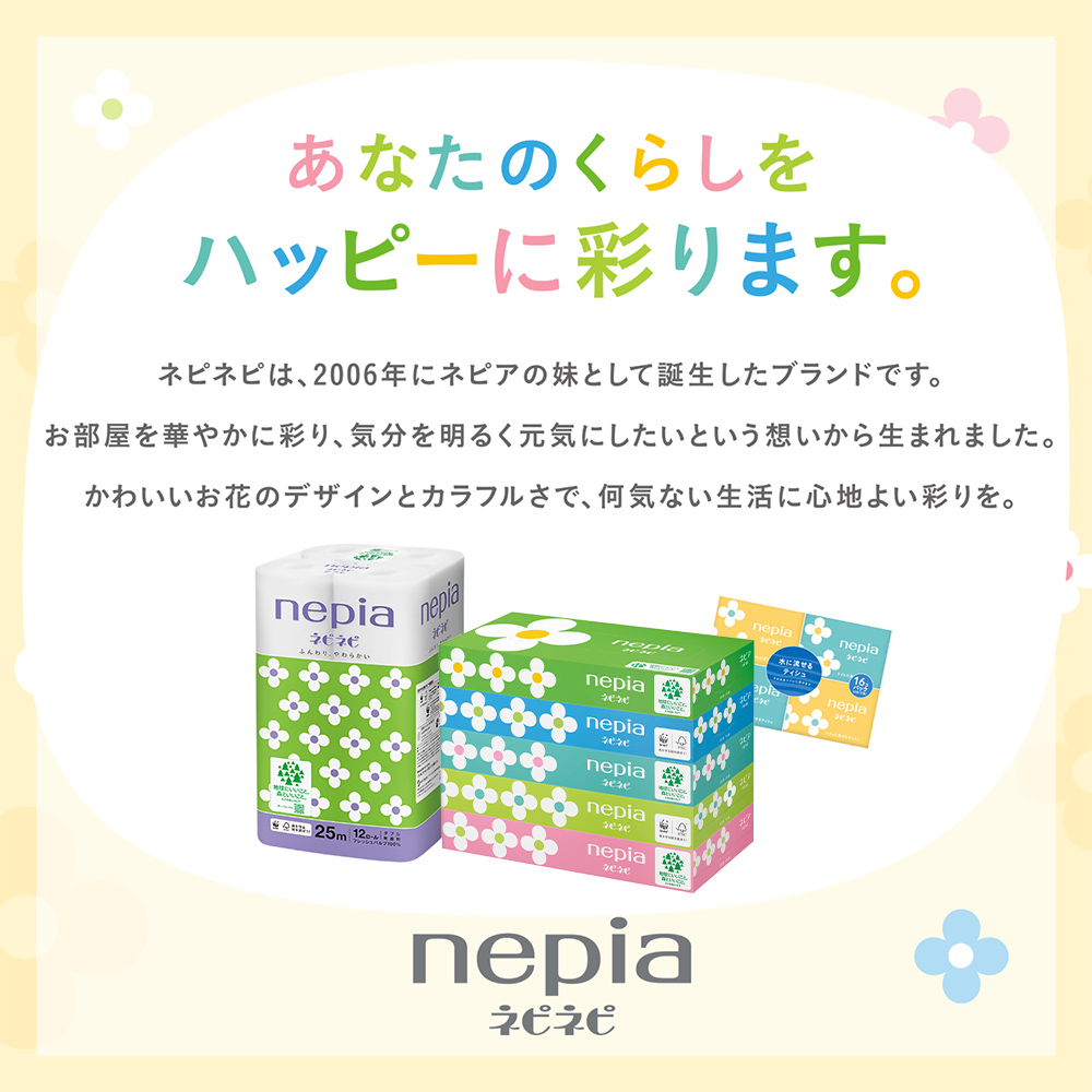 【定期便】3回発送 選べる発送間隔 ネピア ネピネピ トイレットロール 2倍巻 12ロール ダブル×6パック