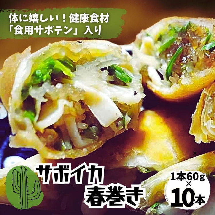体にうれしい健康食材「食用サボテン」のサボイカ春巻き 10本入り（1本60g×10本）