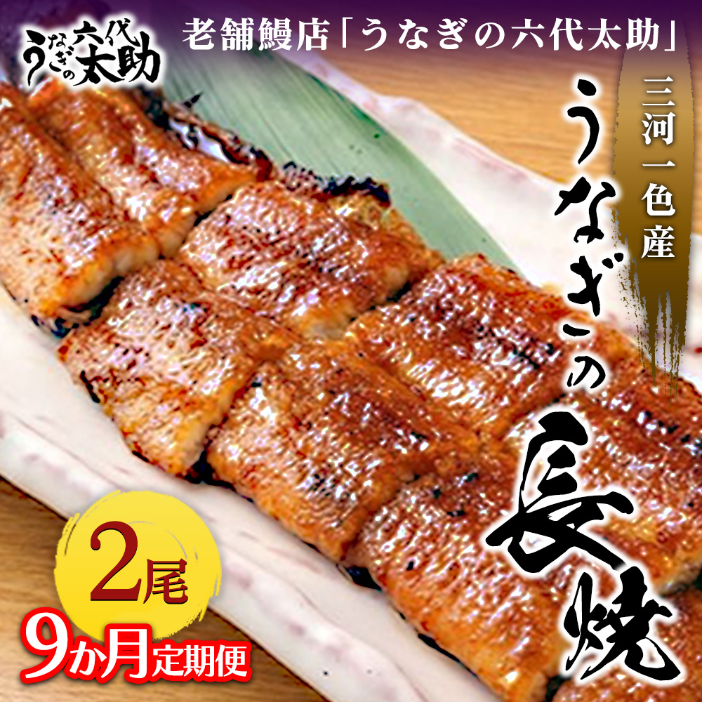 【9ヶ月定期便】老舗鰻店「うなぎの六代太助」 三河一色産 うなぎの長焼 2尾