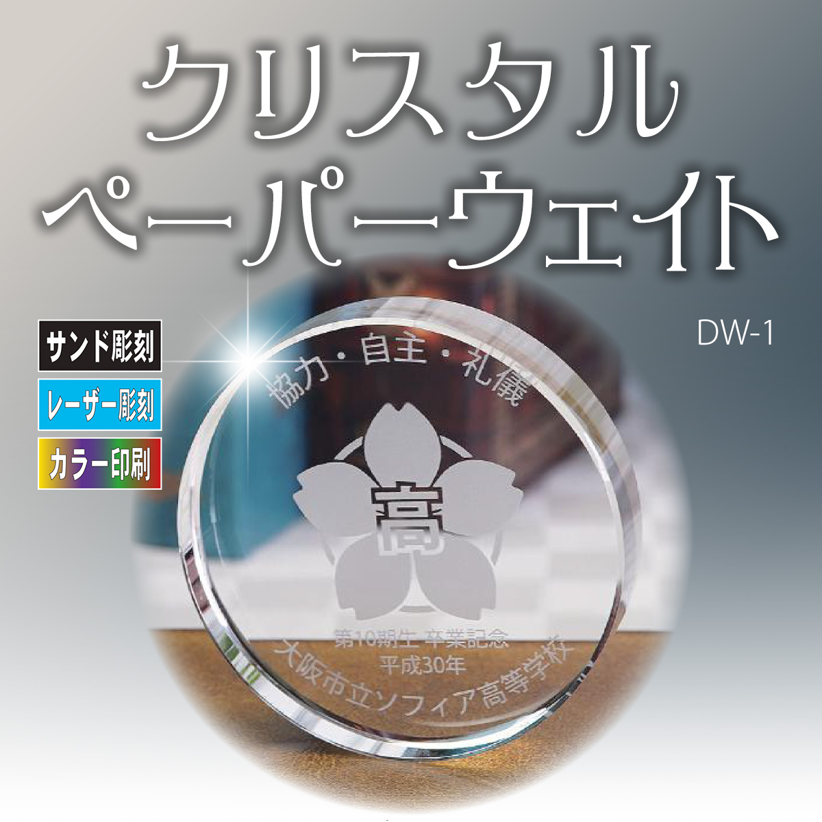 クリスタルペーパーウェイト DW-1（小）