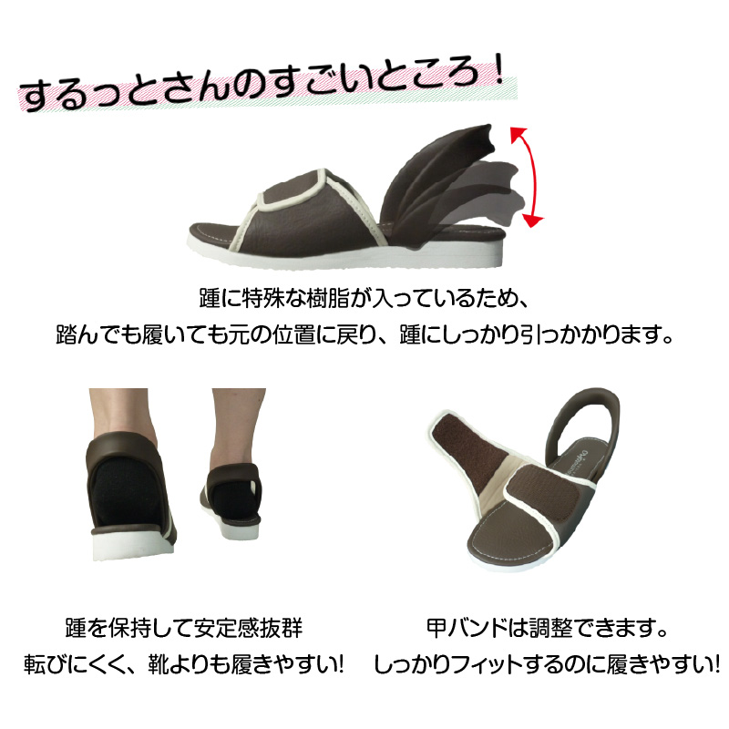 老舗義肢・装具メーカーが本気で作ったサンダル「するっとさん」①黒・ＳＳサイズ(21.0～22.5㎝)