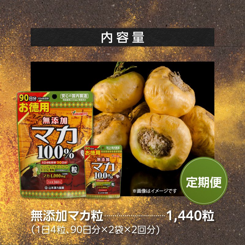 ＜6ヶ月に1度、2回送付定期便＞山本漢方の無添加マカ粒