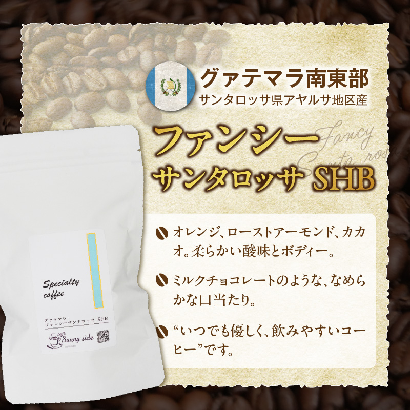 【こだわりの贅沢コーヒー】「Sunny side」の自家焙煎スペシャルティ珈琲　グァテマラ ファンシー サンタロッサ SHB（100g）（豆のまま）［137S17-01］