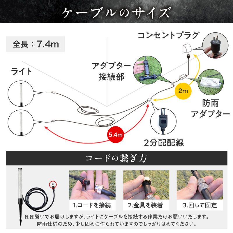 工事不要で手軽に設置！光の柱が庭を華やかに！高級感あるクラッシュガラスのLEDガーデンライト|でんらい GP004-2SET