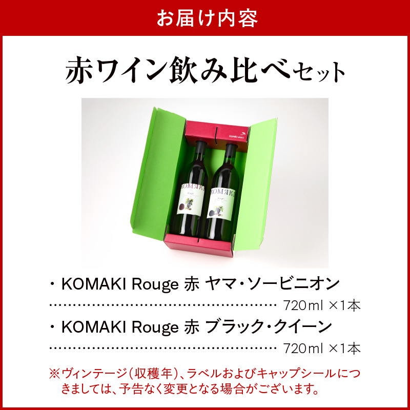 小牧ワイナリ―　赤ワイン２本飲み比べセット（小牧産ぶどう100％使用） ［ ワイン 軽口 葡萄 ぶどう ブドウ ヤマ・ソービニオン ブラック・クイーン 国産 酒 飲料 アルコール ギフト 贈り物 贈答 ］