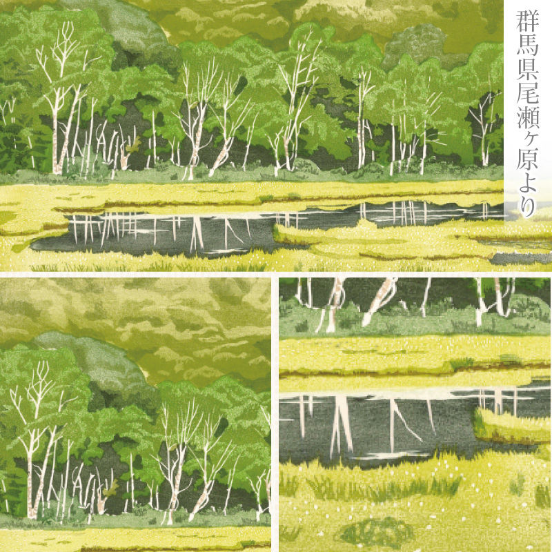 版画「白樺のある風景」